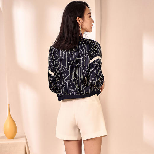 剩S/M/L 拼接醋酸印花秋装新款简约休闲百搭棒球服醋酸短外套女 商品图4