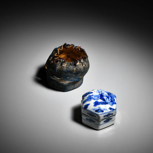 清 青花六角香盒 商品图0