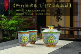 计鹏主：【松石绿珐琅几何纹盖碗套系】