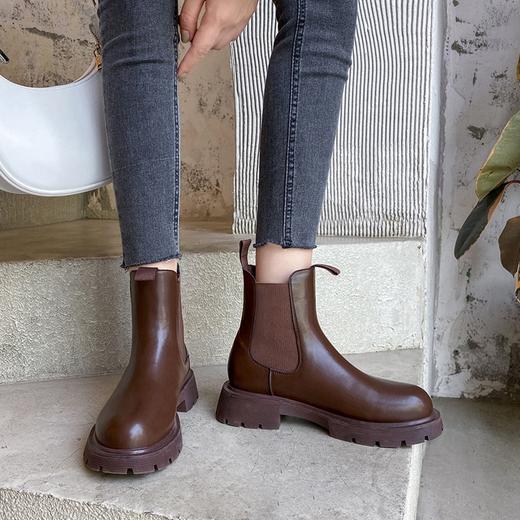 ZHR潮酷马丁靴厚底烟筒靴女加绒英伦风百搭切尔西短靴 商品图6