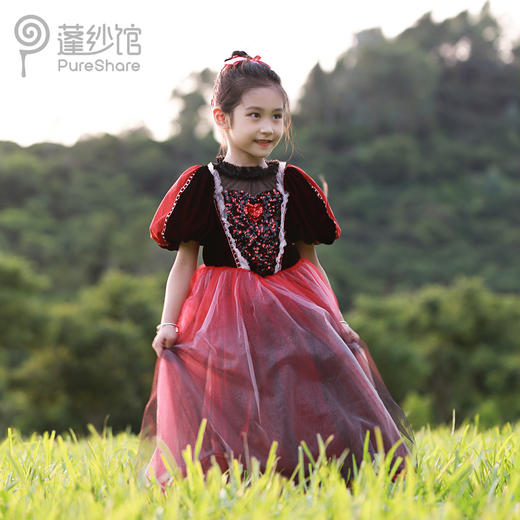 非质量问题不退换哦~PureShare女童公主裙秋款连衣裙新款时髦加厚丝绒冬款洋气礼服裙-桃心公主 商品图3