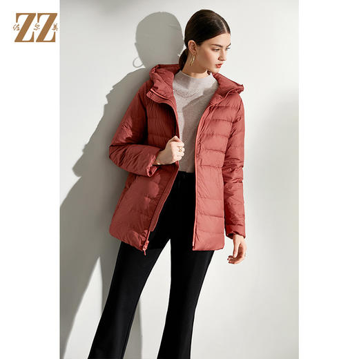 佐尔美2021冬季新品 经典绣花羽绒服外套女E04YY19 商品图2