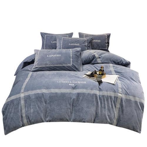 刺绣工艺宝宝绒秋冬保暖四件套 被套床单1.5/1.8米床-可可西里 商品图4