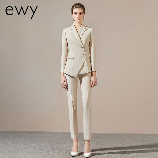 EWY职业装高端西装套装女名媛不规则气质干练韩版西服修身显瘦ol 商品图0