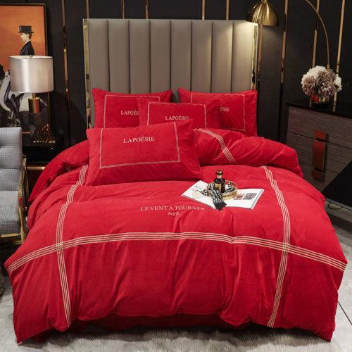 刺绣工艺宝宝绒秋冬保暖四件套 被套床单1.5/1.8米床-可可西里 商品图14