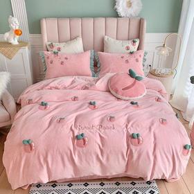 立体毛巾绣牛奶绒秋冬保暖四件套/三件套 御寒被套床单-桃之幺幺