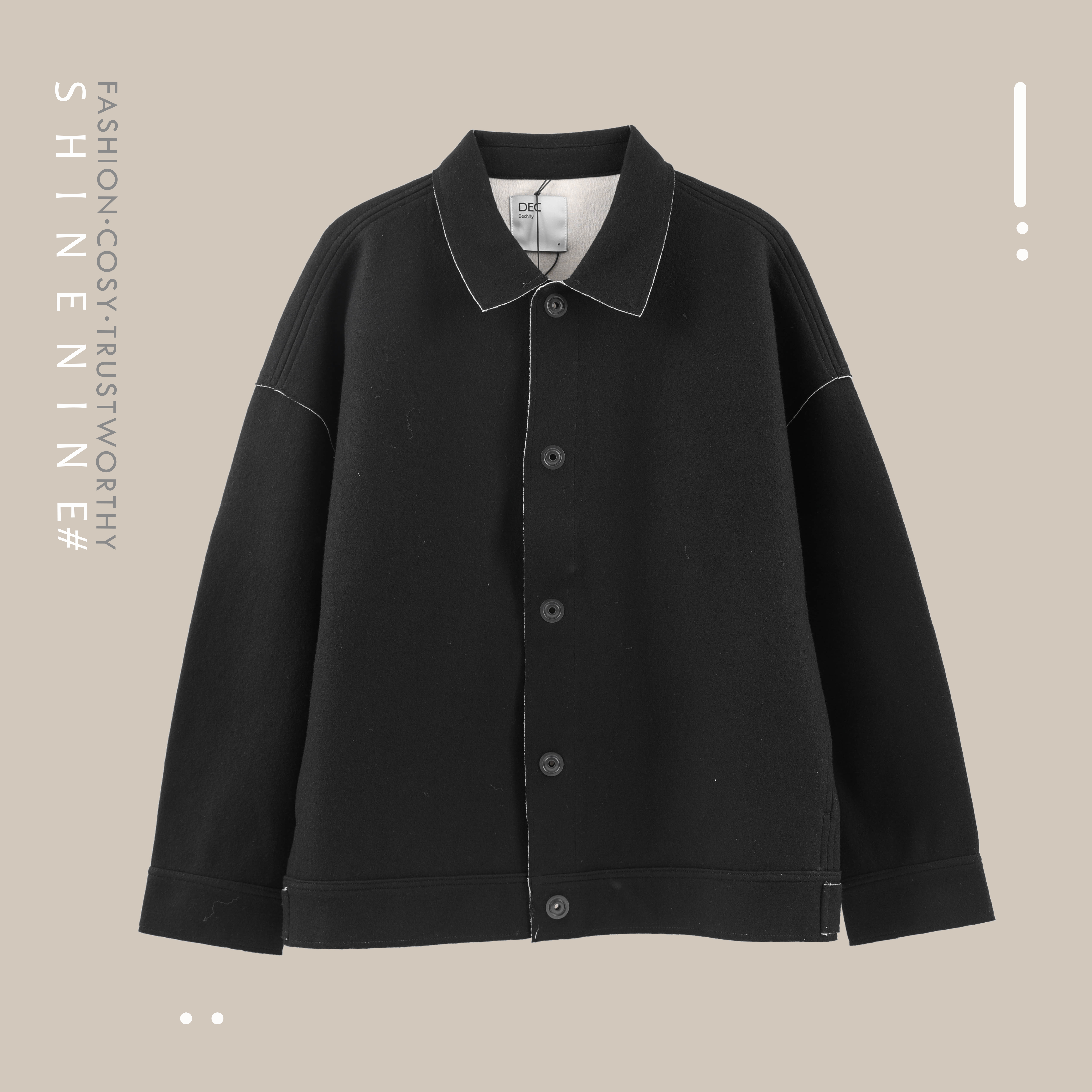 98357806时尚极简纯羊毛短款呢料夹克