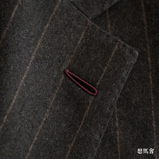 Stylbiella Super 120's 澳洲美丽诺羊毛墨绿色棕条纹套装 商品图8