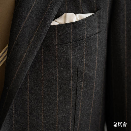 Stylbiella Super 120's 澳洲美丽诺羊毛墨绿色棕条纹套装 商品图9