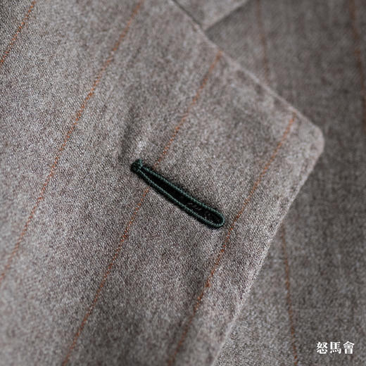 Stylbiella Super 120's 澳洲美丽诺羊毛深卡其色橙条纹套装 商品图5