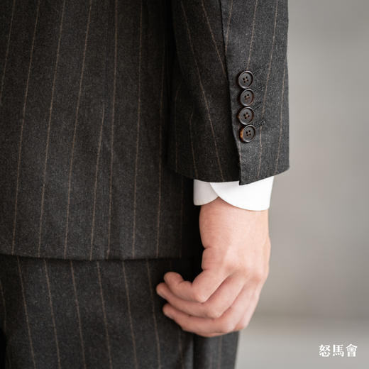 Stylbiella Super 120's 澳洲美丽诺羊毛墨绿色棕条纹套装 商品图4