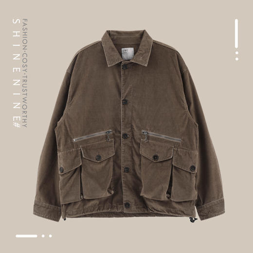 979172364多口袋拉链装饰短款潮流灯芯绒夹克 商品图0