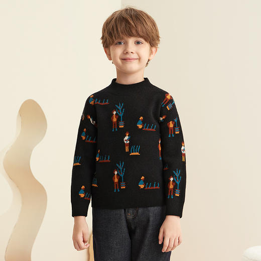 【玉米卡通图案童装羊绒】羊绒世家童装秋冬新品加厚保暖半高领羊绒衫 商品图2