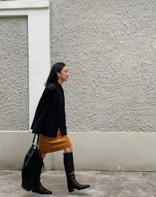 HIDEMI 牛漆皮/牛皮方尖头擦色做旧感女鞋中跟增高长靴 商品图4