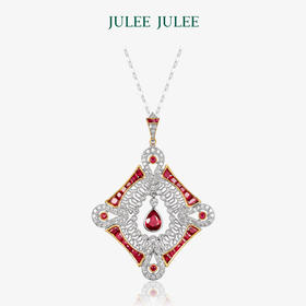 【创世纪】JULEE JULEE茱俪珠宝 18K白金+黄金红宝石钻石吊坠