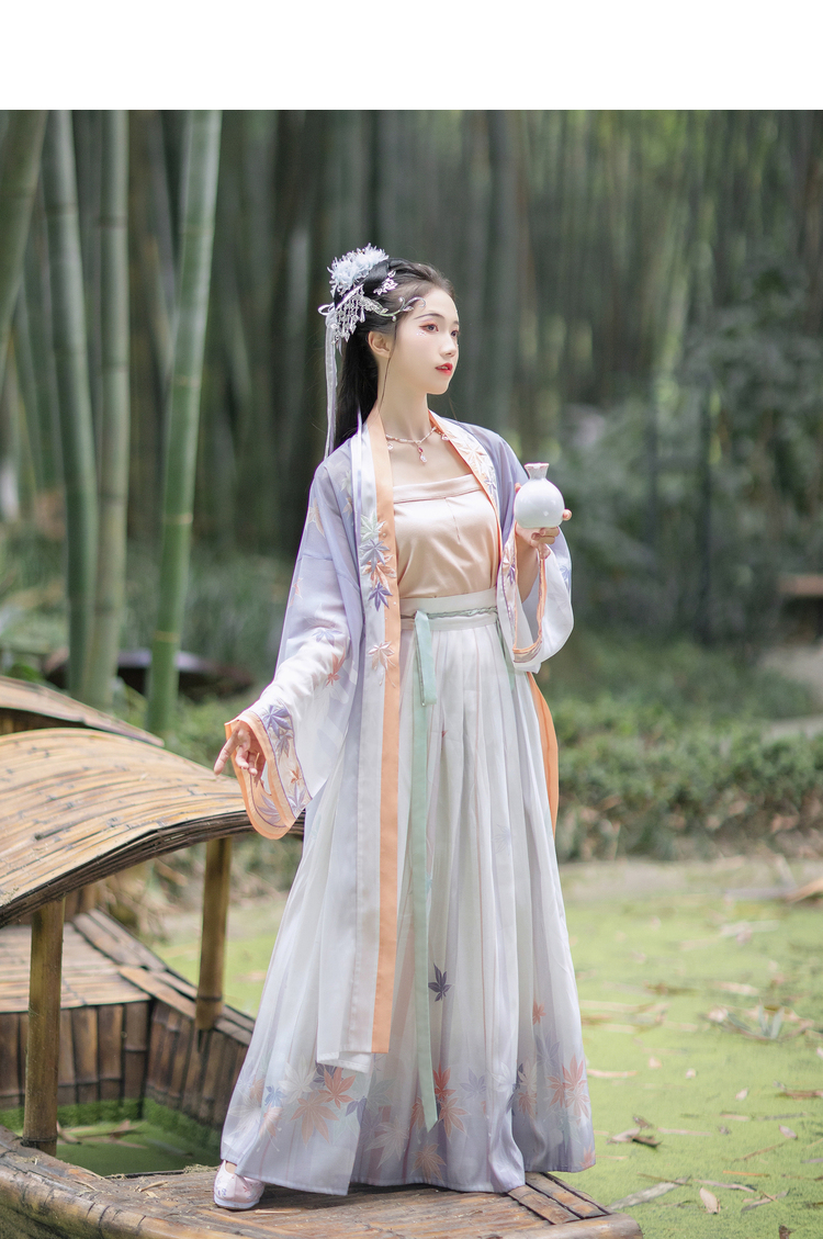 汉尚华莲飞花令雨汉服女宋制套装原创正品一片式齐腰褶裙夏装日常