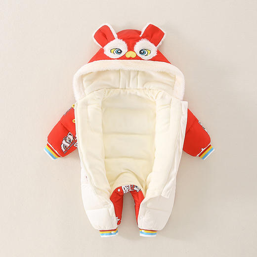 婴儿秋冬装套装衣服男女宝宝爬服中国风连体衣红色过年拜年服喜庆 商品图3