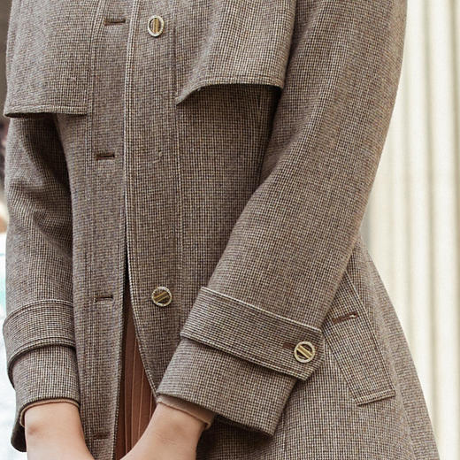 LAI睐复古时髦微型千鸟格纹立体感大衣	320031 商品图3