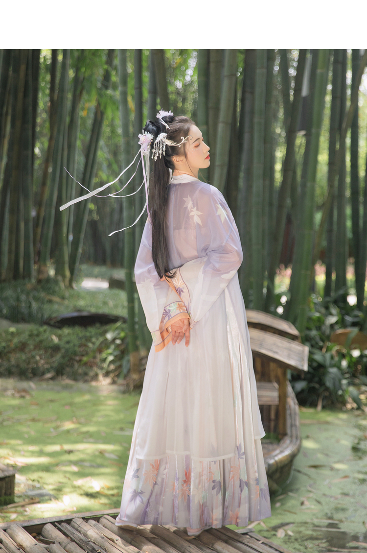 汉尚华莲飞花令雨汉服女宋制套装原创正品一片式齐腰褶裙夏装日常