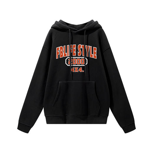 FBLIFE越野e族国潮男女休闲连帽抓绒卫衣秋冬情侣帽衫宽松字母印花 NMT-1738 商品图0