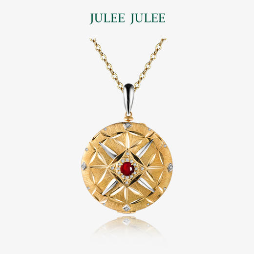 【藏光】JULEE JULEE茱俪珠宝  18K黄+白金红宝石钻石 相片盒 吊坠项链女多用 商品图1