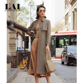 LAI睐复古时髦微型千鸟格纹立体感大衣	320031