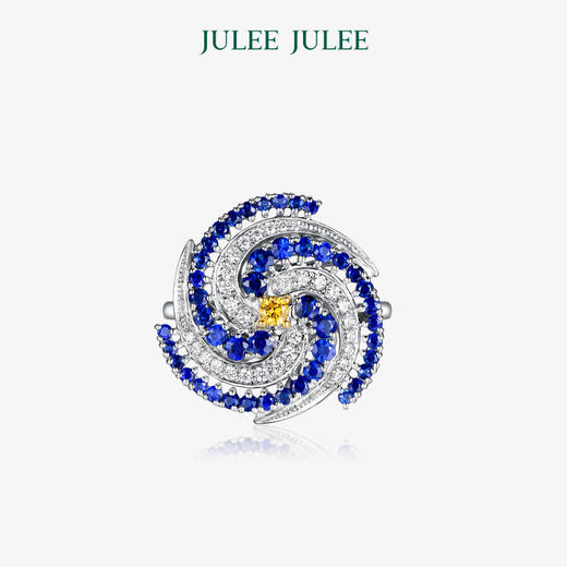 【星夜】JULEE JULEE茱俪珠宝  18K白金黄钻钻石 蓝宝石戒指项链耳饰套装 商品图3