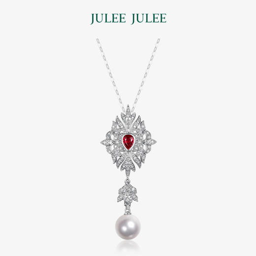 【风华】JULEE JULEE茱俪珠宝 18K金红宝石Akoya珍珠钻石吊坠 商品图0