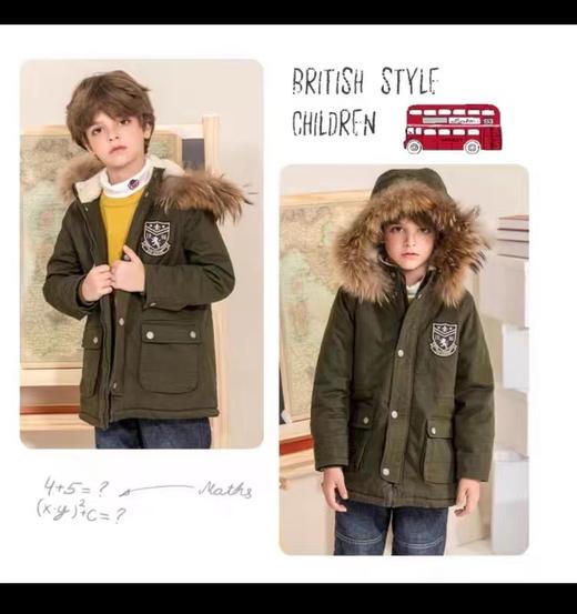 天空之城-IVY House-男童派克棉服（墨绿色） 商品图0