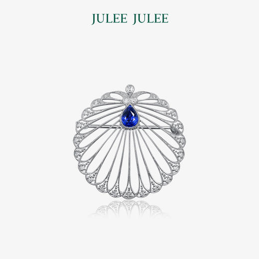 【舞动的少女】JULEE JULEE茱俪珠宝 18K白金蓝宝石钻石吊坠/胸针 商品图0
