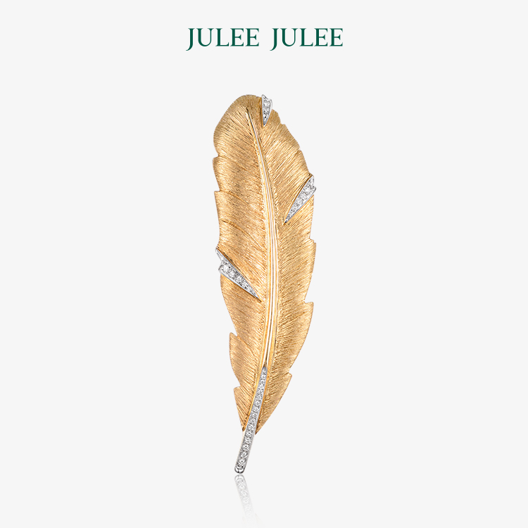 【羽毛】JULEE JULEE茱俪珠宝  18K黄金胸针/吊坠