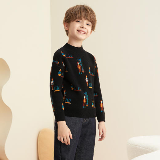 【玉米卡通图案童装羊绒】羊绒世家童装秋冬新品加厚保暖半高领羊绒衫 商品图3