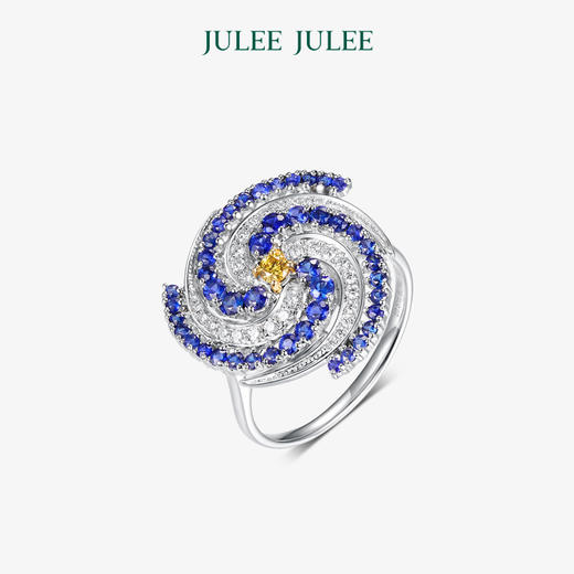 【星夜】JULEE JULEE茱俪珠宝  18K白金黄钻钻石 蓝宝石戒指项链耳饰套装 商品图4