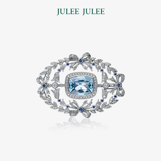 【繁华】JULEE JULEE茱俪珠宝 18K白金海蓝宝钻石胸针/吊坠 商品图0
