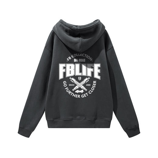自由基地FB欧美机车复古印花图案个性越野潮流带帽抓绒卫衣外套休闲oversize衫 NMT-1729 商品图3