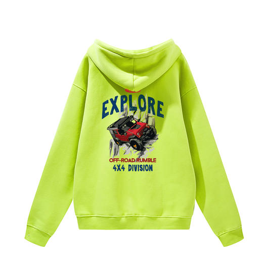 自由基地越野攀岩牧马人印花图案抓绒卫衣带帽秋冬套头休闲衫 NMT-1730 商品图5