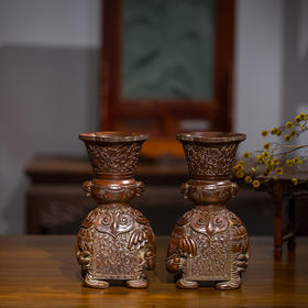 清代 竹雕太平有象摆件（一对）