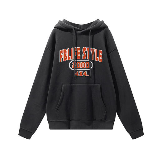 FBLIFE越野e族国潮男女休闲连帽抓绒卫衣秋冬情侣帽衫宽松字母印花 NMT-1738 商品图2
