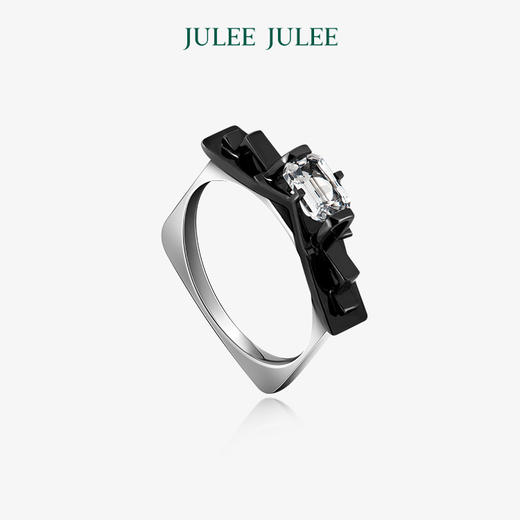 【忆江南】JULEE JULEE茱俪珠宝  18K白+黑金白蓝宝戒指耳饰套装 商品图2