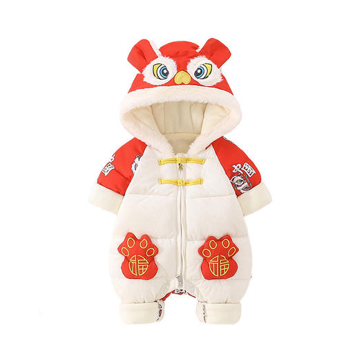 婴儿秋冬装套装衣服男女宝宝爬服中国风连体衣红色过年拜年服喜庆 商品图4