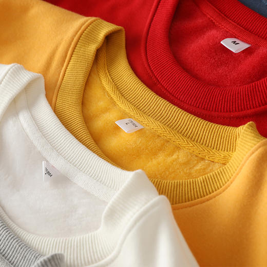 【重磅升级 新疆长绒棉】冬季圆领纯色卫衣男女同款潮流宽松上衣长袖休闲加绒卫衣加厚男装 商品图3