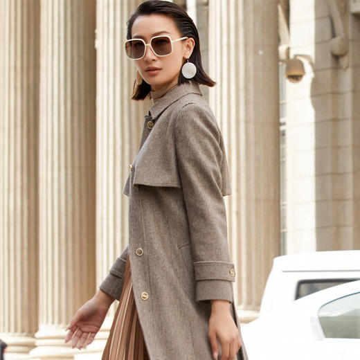 LAI睐复古时髦微型千鸟格纹立体感大衣	320031 商品图1