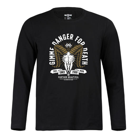 FB日系欧美复古山羊头印花秋冬长袖T恤打底衫机车风简约休闲衫 NMT-1737 商品图0