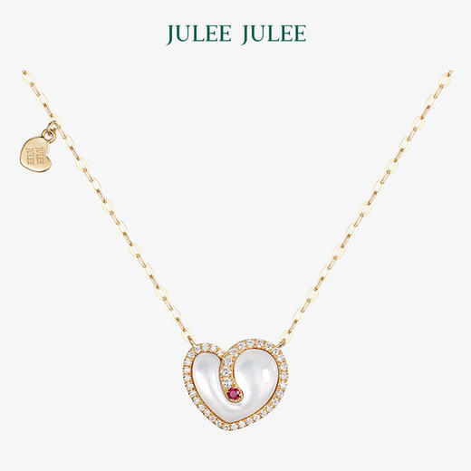 【心动】JULEE JULEE茱俪珠宝 18K黄金红宝石钻石母贝项链 商品图0