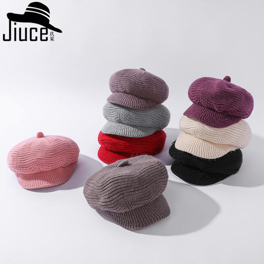 JC-R3-M1308（SD条纹兔毛帽）帽子纯色加绒针织兔毛帽女毛线帽护耳保暖妈妈帽潮 商品图3