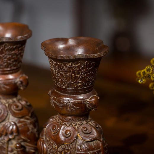 清代 竹雕太平有象摆件（一对） 商品图1