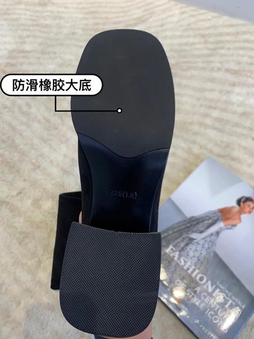 【断码特惠不退换】弹力绒不过膝靴丨弹力绒 包容胖瘦脚脚 复古 方头设计 优雅有型 4cm方跟 百搭 显腿长显瘦的“瘦瘦靴” 商品图5