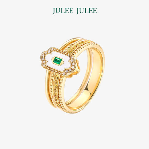【致敬】JULEE JULEE茱俪珠宝  18K黄金祖母绿钻石戒指耳环套装 商品图3