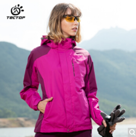 探拓（TECTOP）三合一两件套冲锋衣 加厚防寒保暖男女户外登山滑雪外套抓绒内胆 JW7709 男款铁蓝色 XL