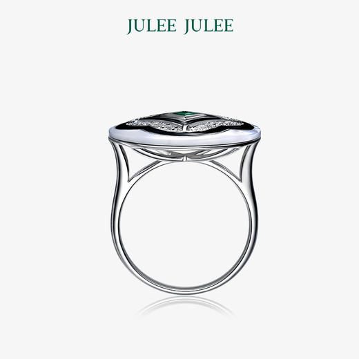 【姑苏】JULEE JULEE茱俪珠宝  18K白金祖母绿钻石珐琅母贝项链戒指耳饰套装 商品图4